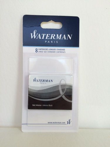 8 Waterman Large Size Intense Black Standard Fountain Pen Cartridges