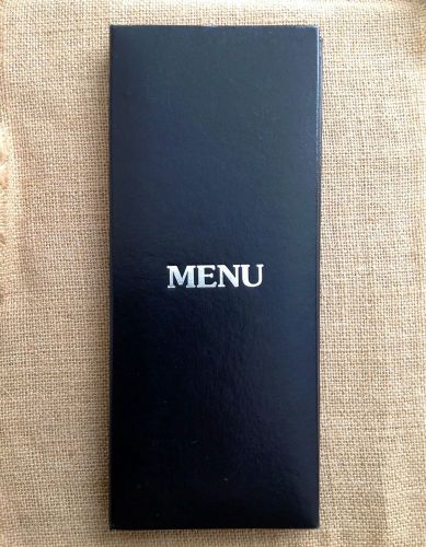 Restaurant Menu Cover Holder &#034;Black&#034; &amp; Silver 11x 4.5 Inches  Holds 2 Sheets