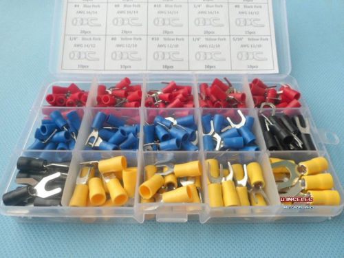 Wire termination connector assortment 15value insulated fork terminal kit.245pcs for sale