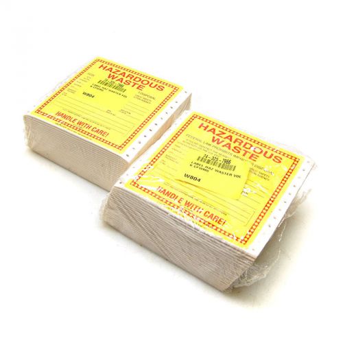 1,000 NEW LabelMaster CFWM87 Hazardous Waste Yellow 6&#034; x 5-7/8&#034; Pin-Feed Labels