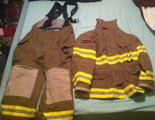 Lion Apparel Firefighter Turn Out Suit,Jacket Size 4832R,Sudpender Bibs 38R Size