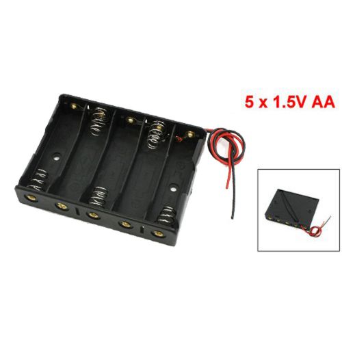 5 x 1.5V AA Battery Slot Holder Case Box Wire Black DP