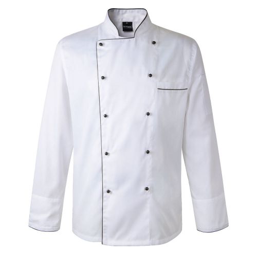 Newshine Unisex Phoenix Piping Apparel Executive Chef Coat White