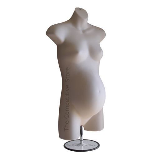 Maternity Female Flesh Mannequin Dress Form With Metal Base - Pregnant Form