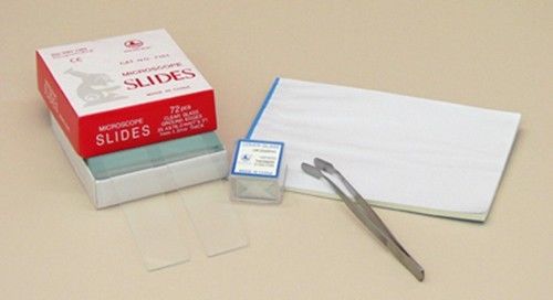 Basic Slide Making Kit Supplies - Cover Slips, Forceps, Cleaning Paper