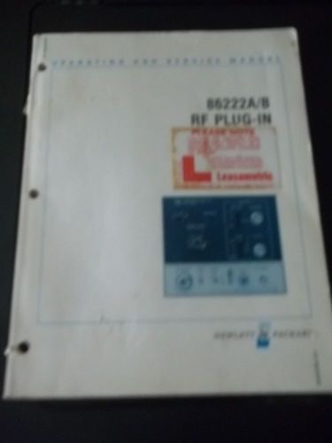 Hewlett Packard Operating and Service manual 86222A/B RF Plug-In