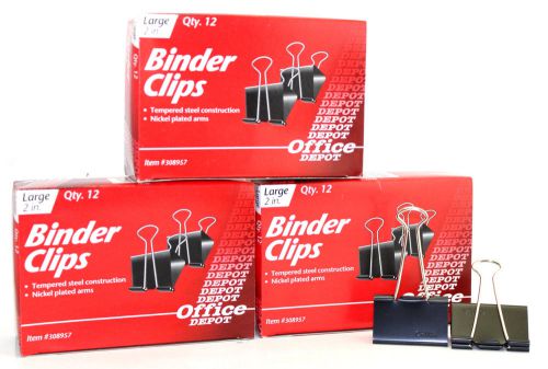 240 OFFICE BINDER CLIPS SIZE 2&#034; inch LARGE TEMPERED STEEL &amp; NICKEL PLATED ARMS