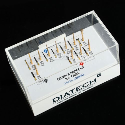 1 kit dental 11 pcs dental diatech gold diamond burs crown&amp;bridge in original for sale