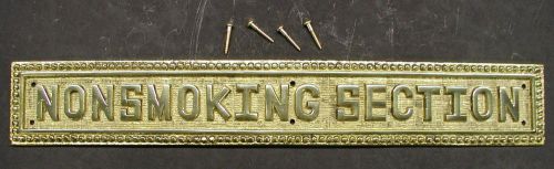 Mirror polished bronze no smoking sign &amp; 4) brass screws, 13 1/2in. x 2 in. for sale