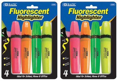 Fluorescent Highlighters with Pocket Clip - 2 Packs(4/Pack)