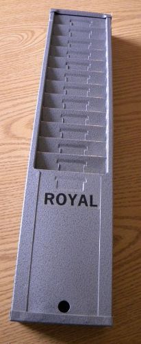 Vintage Art Deco Royal 12 SlotTime Card Holder Hammered Gray Finished Metal
