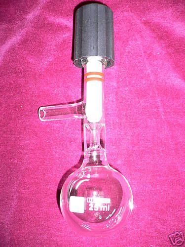 NEW Reaction Round Bottom Flask, 25ml, adjustable PTFE