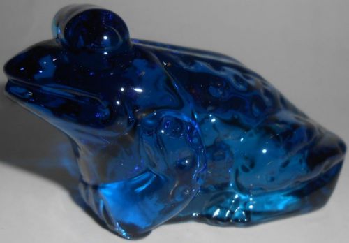Blue Green glass Frog Toad Figurine uranium Jeremy candy container teal bullfrog