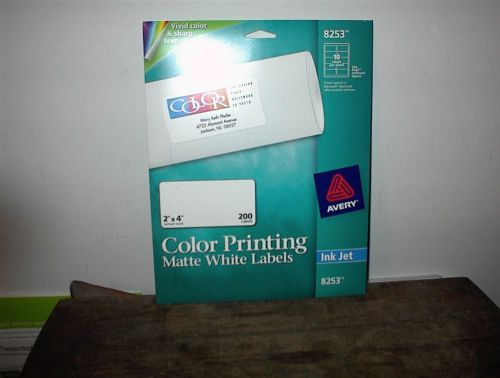 Avery 8253 Color Inkjet Labels,Matte,Rectangle,2&#034;x4&#034;,200/PK,
