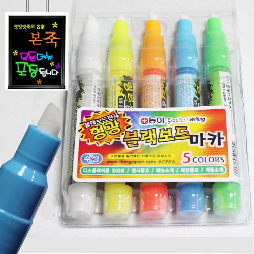 Dong-A Neon Fluorescent Black Board Dry Erase Marke Penr 5 Colors-
							
							show original title