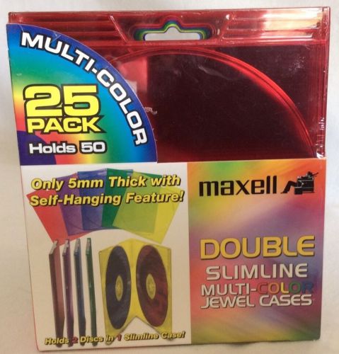 Maxell CD-392 Slimline Multi-Color 25 Double Disc  Jewel Cases  Holds 50