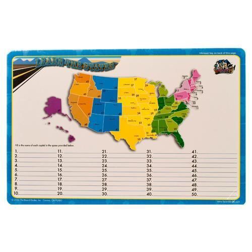 12 Count Bulk Dry Erase Lap Board Learn Capitals United States Map 11X17&#034; School
