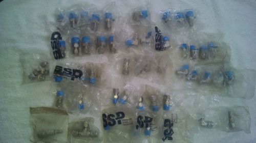 53 new ssp 3/8&#034; &amp; 1/4&#034; stainless tube union 90 elbow plug npt fittings swagelok for sale