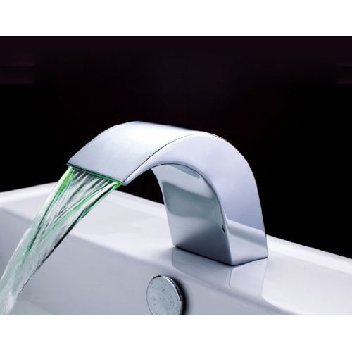 Modern Tub Spout Glow Flow LED Faucet Light Polished Chrome Finish Free Shipping