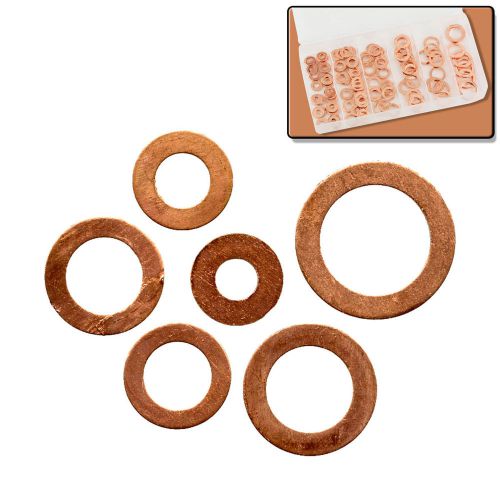 110pc Copper Flat Washer Assortment Set - 6 Sizes - Electrical Connections