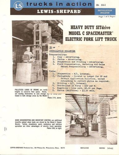 Fork Lift Truck Brochure - Lewis-Shepard - Model C Spacemaster - 6 item (LT203)