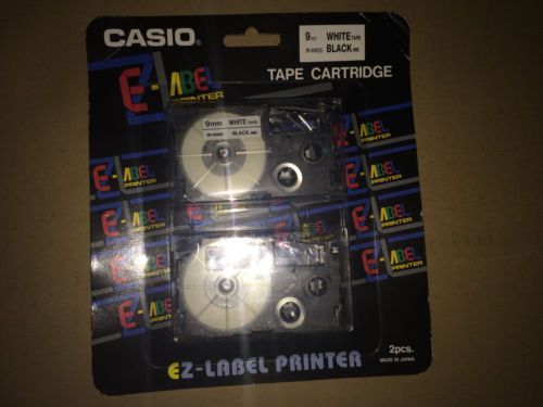 Casio XR18X2S 18mm 3/4&#034; EZ Label Printer Tape Black on Clear Cartridge 2 Pc