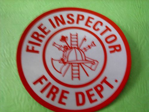 FIRE INSPECTOR  3&#034; CIRCLE  WHITE &amp; RED REFLECTIVE DECAL STICKER