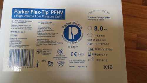 Parker Flex Tip PFHV Tracheal Tube, Cuffed Size 8  Box of 10