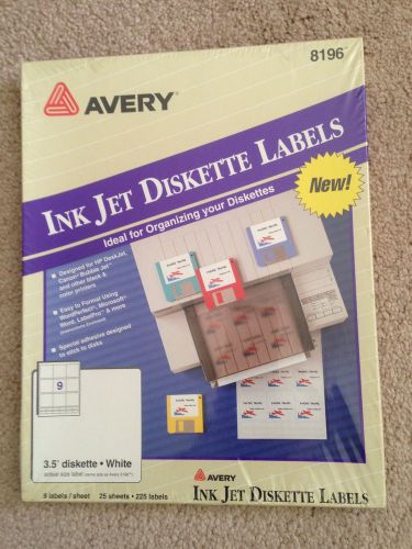 New Avery #8196 3.5&#034; White Ink Jet Diskette Labels Multi Uses