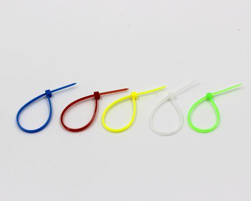 1000 PCS 4&#034; inch Network Cable Cord Wire Tie Strap 15 Lbs Zip Nylon Five Color