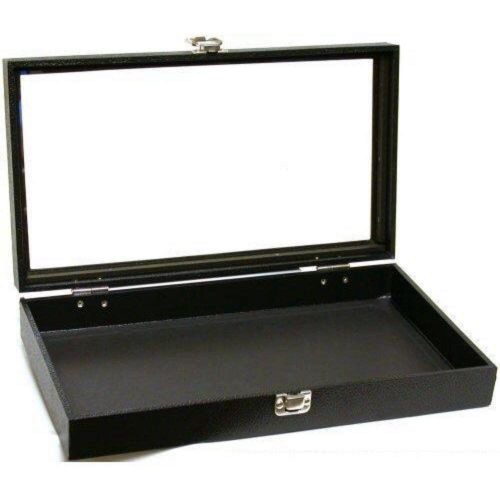 New  Black Jewelry Travel Showcase Display Glass Lid Case,Free Shipping