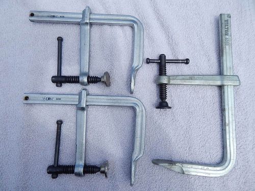 3 AWESOME WILTON ADJUSTABLE C CLAMPS NO. 606 / 6310 6&#034; AND 10&#034; WELDERS CLAMPS