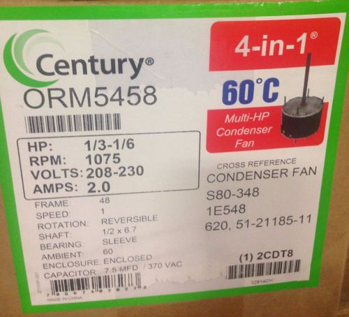 Century Condenser Fan Motor 1/3-1/6 HP 1075 RPM 208-230 Volts