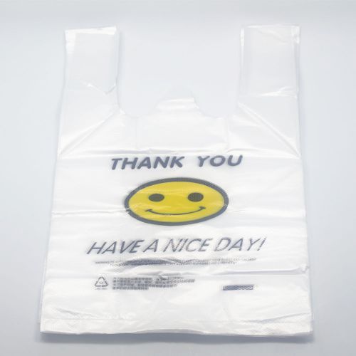 T-Shirt THANK YOU Smiley Plastic Shopping Grocery Bags Clear Merchandise Bag
