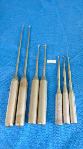 Lot Of 7 AcroMed &amp; Codman Orthopedic Curettes Sizes 00, (2)1, 2, 3, 4  S2229