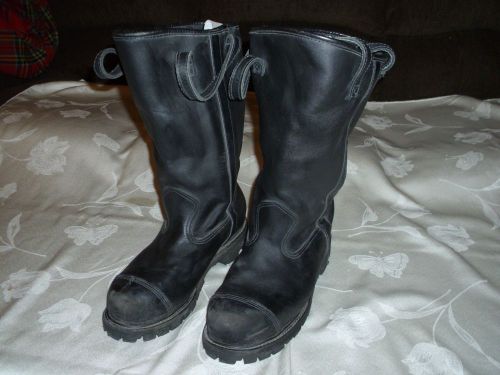 SYMPATEX STEEL TOE BLACK LEATHER FIRE FIGHTING BOOTS. SZ 10W MADE IN USA