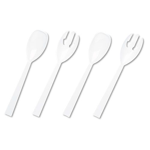 Tablemate table set plastic serving forks &amp; spoons, white, 2/pack, 12 packs/box for sale