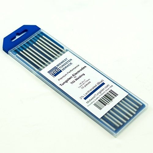 Tig welding tungsten electrodes 2% lanthanated 1/8 x 7 (blue, wl20) 10-pack for sale
