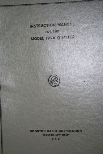 BOONTON MODEL 190-A Q Meter  Instruction Manual WITH SCHEMATICS