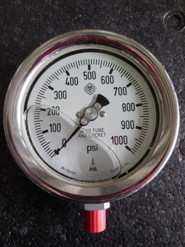New mcdaniel glycerin 316 ss tube and socket pressure gauge 0-1000 psi 1/4&#034; npt for sale