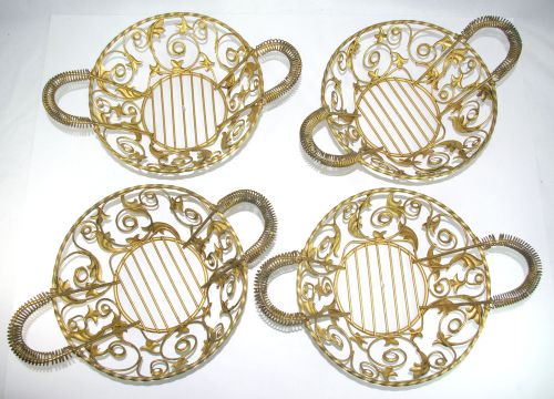 Gold Metal Bread Fruit Baskets set of 4