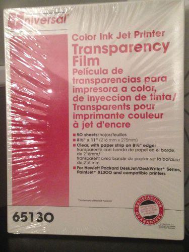 Transparency Film  Universal #65130 for Color Ink Jet Printer 50 Sheets