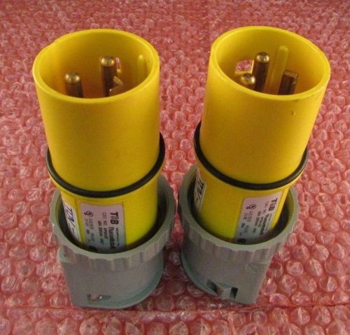 * LOT OF 2 * 9P63U2T - T&amp;B Russellstoll 3-Prong Male Plugs (60A,2P3W,250VAC)