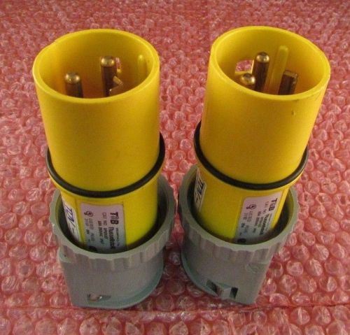 * LOT OF 2 * 9P63U2T - T&amp;B Russellstoll 3-Prong Male Plugs (60A,2P3W,250VAC)