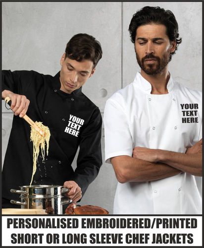 Personalised Embroidered Printed Short Sleeve Long Sleeve Unisex Chef&#039;s Jacket