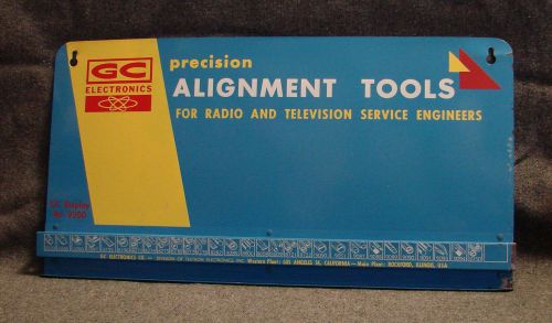 VINTAGE 1960&#039;s GC ELECTRONICS METAL ALIGNMENT TOOL HOLDER MOUNTING BOARD AD SIGN