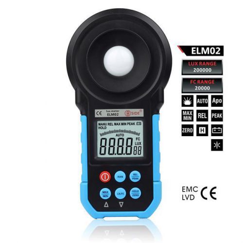 ELM02 200,000 Lux Digital Meter Light Lux Meter Luminometer Photometer Free Ship