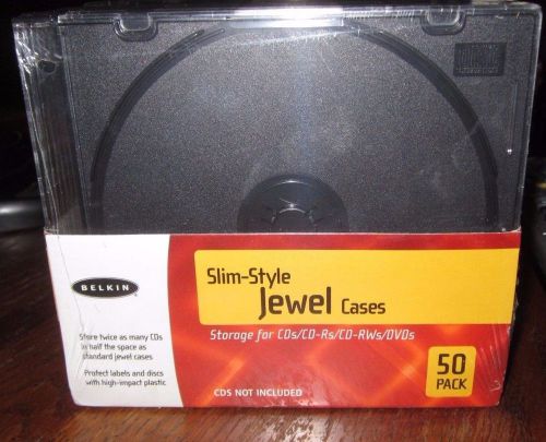 New 50 Pack BELKIN Slim Style Jewel Cases for CD’s DVD’s Hard Plastic CD DVD