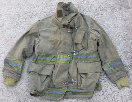 Fire Master Turn Out Gear Firefighter Jacket 44R 49L Tan Yellow NO CUT OUT