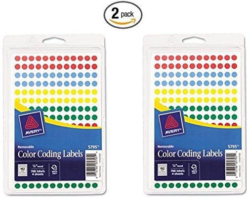 Avery Removable Color Coding Labels, 0.25 Inches, Assorted, Round, Pack of 768